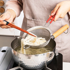 16.5" Stainless Steel Strainer Set with Silicone Handle - Red