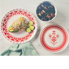 12 PC Martha Stewart Bamboo Fiber Dinnerware Set- Red