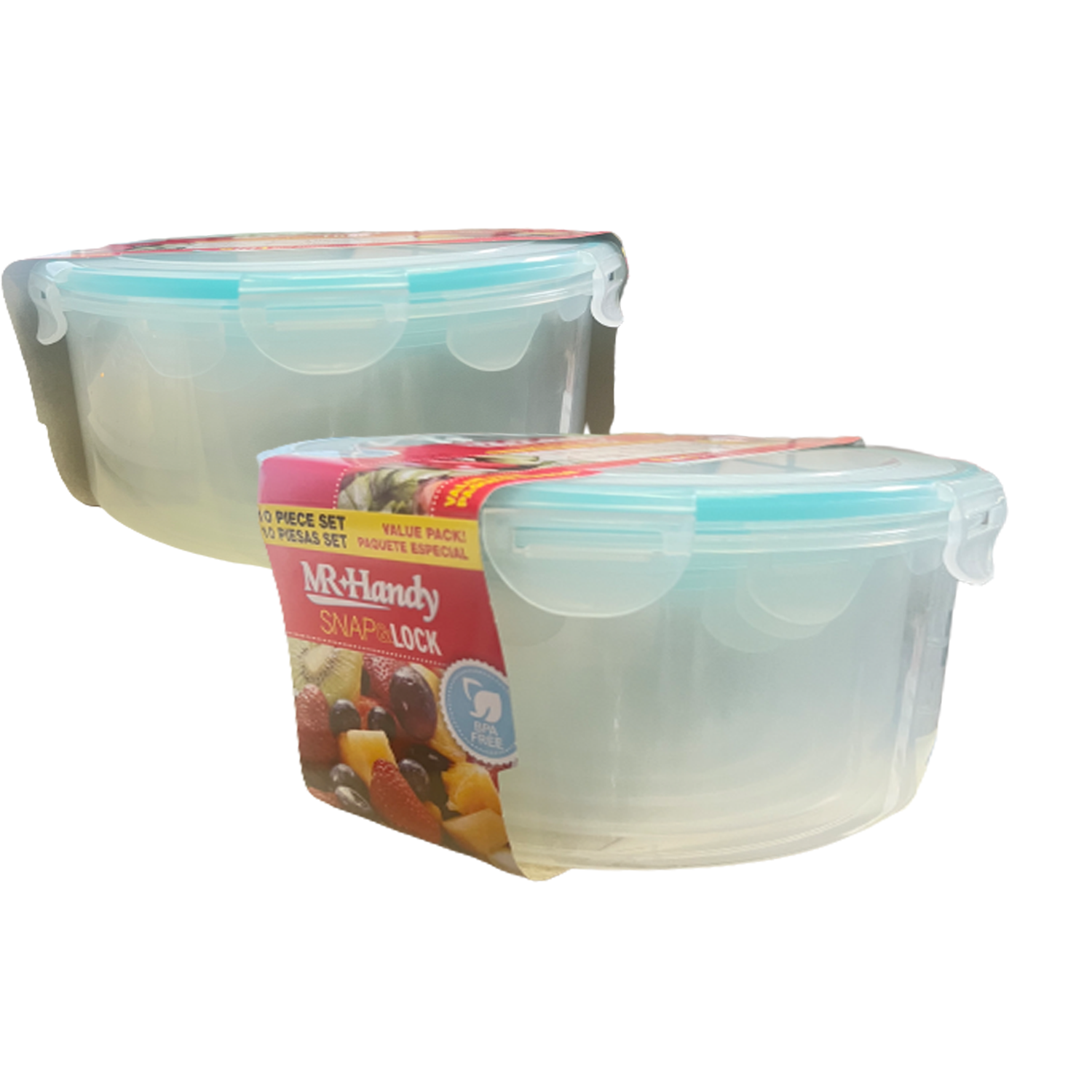10 PC Plastic Round Food Storage Set-Blue